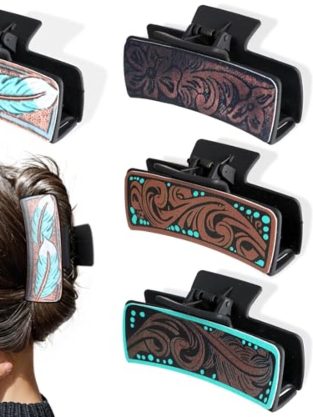 New - 4 Pack Western Hair Clips for Women,‎ Western Claw Clips for Country Girls